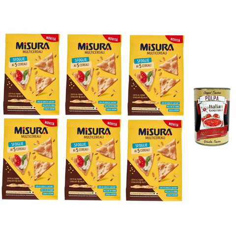Misura Knäckebrot Misura Multicereali Sfoglie ai 5 Cereali Größe Mehrkorn 5 Korn Blätterteig 6x170 g Knäckebrot italienisch Original 8032804040014