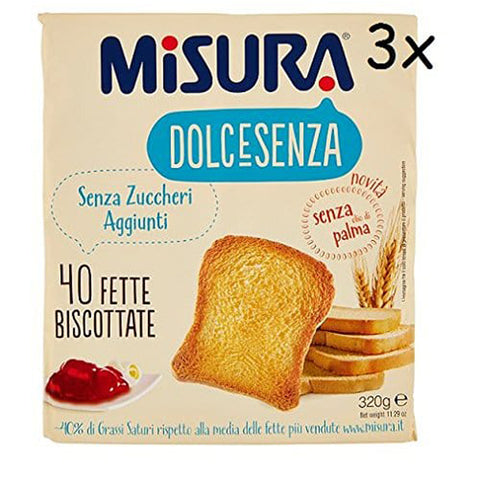 Misura dolcesenza Fette Biscottate Zwieback kekse gebackenem Brot 320 g 3x italienisch Original