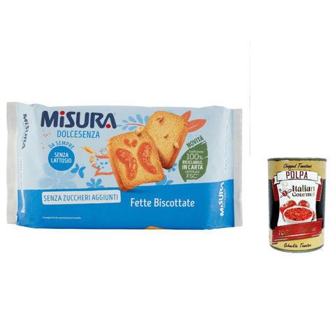 Misura Fette Biscottate Dolcesenza Zwieback ohne Zuckerzusatz 320 g 3x italienisch Original Kekse + kostenlos polpa 400 g