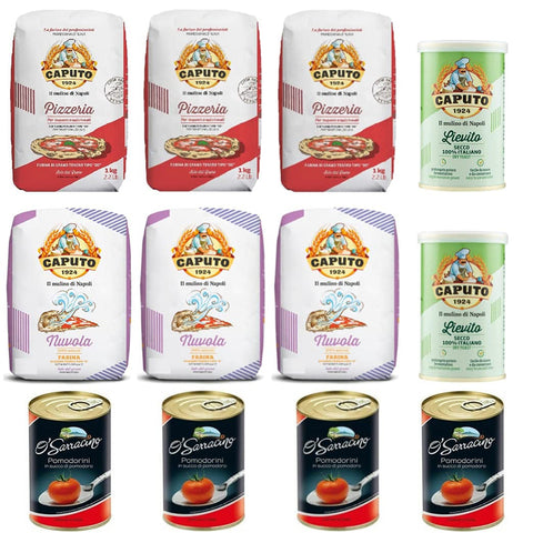 3x Farina Molino Caputo Pizzeria Pizza Mehl 1 kg + 3x Caputo Nuvola 1 kg + 2x Caputo Lievito Secco 100% Italienisch Trockenhefe 100 g + 4x O'Sarracino