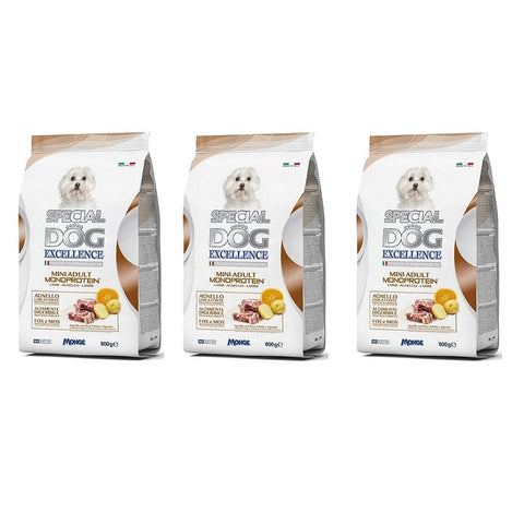 Monge Trockenfutter Monge 3X Special Dog Excellence Italian Superpremium Mini Adult Monoprotein Agnello Con Riso Patate e Agrumi Lamm 800g italienisch Original 8009470059886
