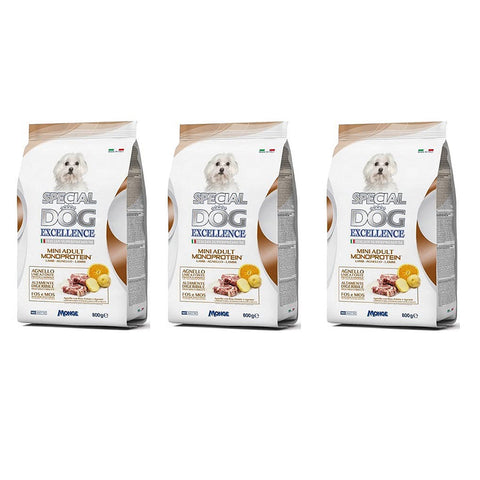 Monge 3X Special Dog Excellence Italian Superpremium Mini Adult Monoprotein Agnello Con Riso Patate e Agrumi Lamm 800g italienisch Original