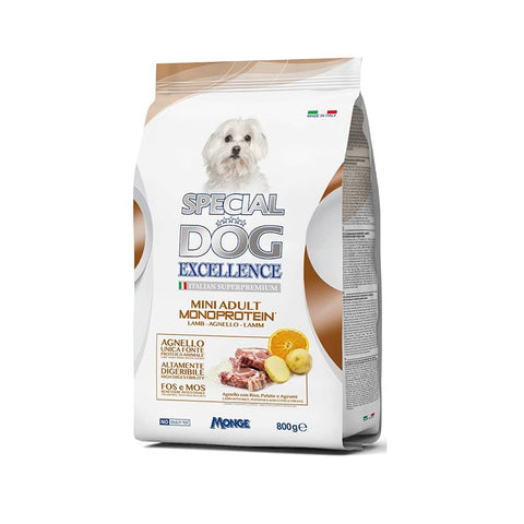 Monge Special Dog Excellence Italian Superpremium Mini Adult Monoprotein Agnello Con Riso, Patate e Agrumi Lamm mit Reis, Kartoffeln und Zitrus 800 g