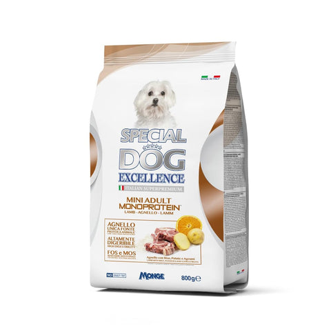Monge Trockenfutter Monge Special Dog Excellence Kroketten 800 g Mini Adult Lamm Original italienisch 8009470059886