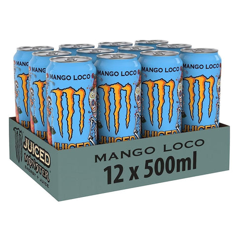 Monster Energy Drinks Monster Energy Mango Loco - koffeinhaltiger Energy Drink mit tropischem Fruchtgeschmack aus Mango, Guave und Ananas 500ml 48x Original italienisch inkl. Italian Gourmet Polpa 400g 5060639121854