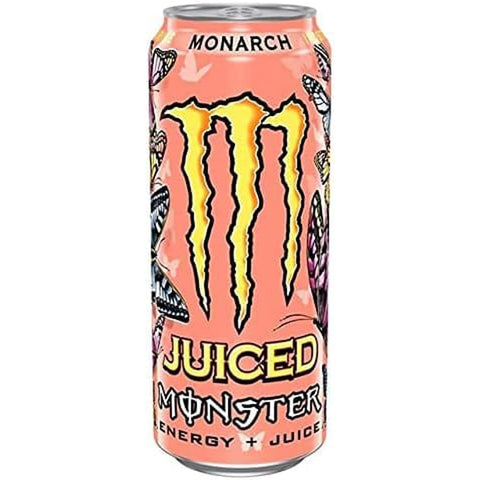 Monster Energy Drinks Monster Energy Monarch koffeinhaltiger Energy Drink mit fruchtigem Geschmack aus Pfirsich und Nektarine in praktischen 24x 500 ml italienisch Original 5060751219316