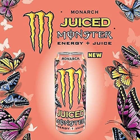 Monster Energy Drinks Monster Energy Monarch koffeinhaltiger Energy Drink mit fruchtigem Geschmack aus Pfirsich und Nektarine in praktischen 48x 500 ml italienisch Original 5060751219316