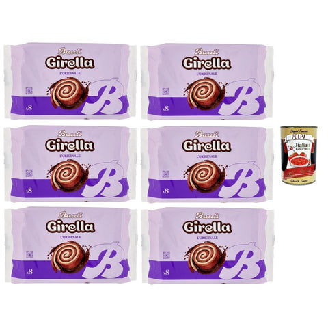 Motta Snack Kuchen & Backwaren Motta Bauli, Girella Spirale al Cioccolato, Kuchen Süßer Snack Backwaren mit Kakaofüllung, Ohne Konservierungsstoffe und Farbstoffe mit nur natürlichen Aromen 6x 280g inkl. Italian Gourmet polpa 400g Original italienisch 8014037002373