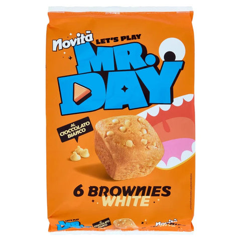 Mr.Day Brownies White Kuchen & Torten 7x Mr.Day Brownies White al Cioccolato Bianco, weiße Schokoladenbrownies, breakfast sweet cake 210g 8000350008956
