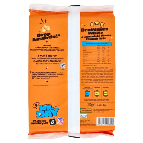 Mr.Day Brownies White Kuchen & Torten 7x Mr.Day Brownies White al Cioccolato Bianco, weiße Schokoladenbrownies, breakfast sweet cake 210g 8000350008956