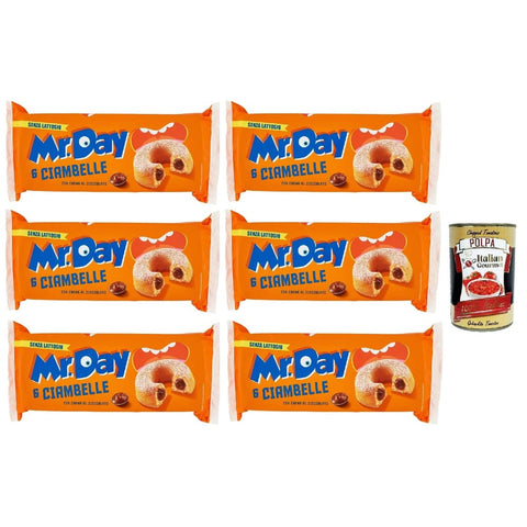 Mr.Day Ciambella Cioccolato Snack Kuchen & Backwaren Mr.Day Ciambella Cioccolato Ciambella con ripieno di crema al cioccolato senza lattosio, Donut mit Schokoladencremefüllung, kuchen laktosefrei 6x 300g Original italienisch inkl. Italian Gourmet Polpa 400g 8032804040014