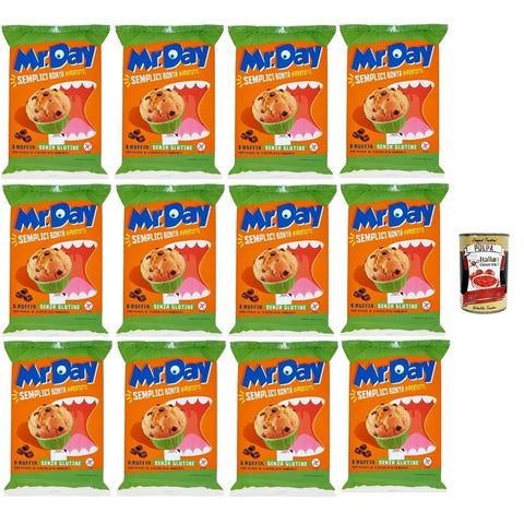 Mr.Day Snack Kuchen & Backwaren Mr.Day Glutenfreie Muffins mit dunklen Schokoladennuggets, laktosefreier und palmölfreier Snack, ideal zum Frühstück, Snack oder Kuchen, Gluten free 12x 252 gr inkl. Italian Gourmet polpa 400g Original italienisch 8032804040014