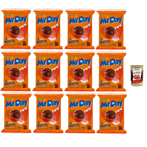 MR. DAY Mr.Day Super Kakao Muffin mit Schokoladenfüllung, laktosefreier und palmölfreier Snack 12x300g Original italienisch Gebäck