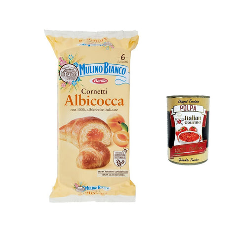 Mulino Bianco Cornetti Croissants Aprikosen Snack Brioche ohne Zusatzstoffe und Konservierungsstoffe 6 Stück 300 g italienisch Original