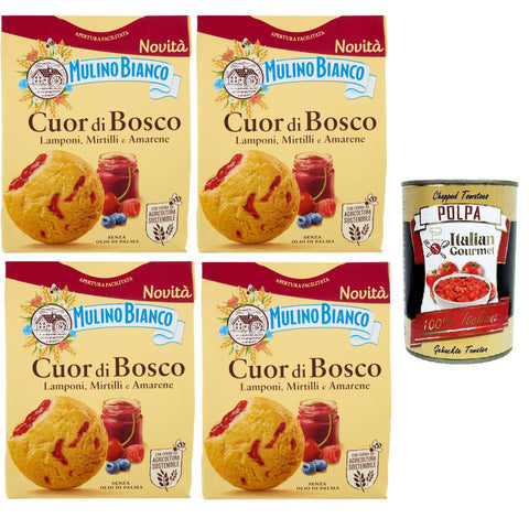 Mulino Bianco Biscotti Cuor di Bosco Kekse von Cuor di Bosco 4x300 g italienisch Original + kostenlos polpa 400 g