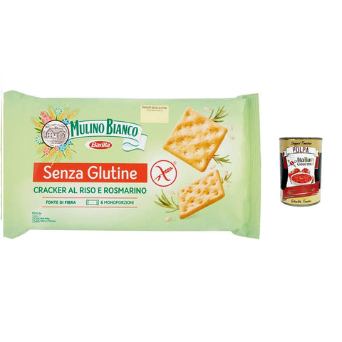 Mulino Bianco 6s Mulino Bianco Glutenfreie Cracker crackers mit Reis und Rosmarin Ballaststoffquelle frei von Palmöl 200-g-Packung mit 6 praktischen