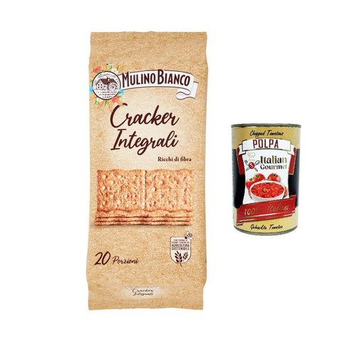 6x Mulino Bianco Vollkorn cracker integrali mit nachhaltigem, ballaststoffreichem Mehl 500 g + italienisches Gourmet-Fruchtfleisch 400 g Original