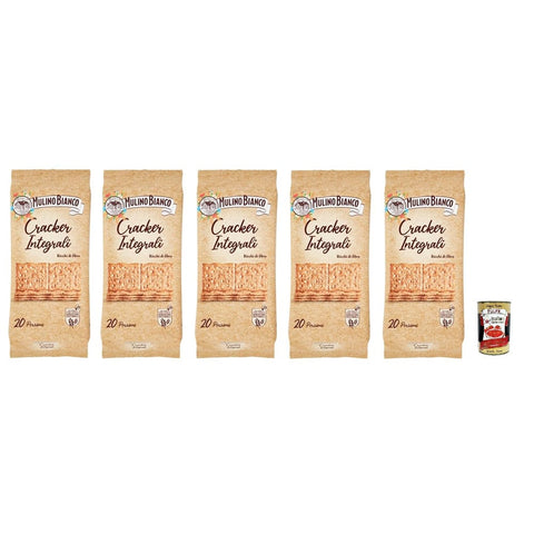 Mulino Bianco Crackers Mulino Bianco Cracker Integrali,Cracker mit 100% Vollkornmehl und Sauerteig Vollkorncracker Snack 500 g Packung italienisch Original