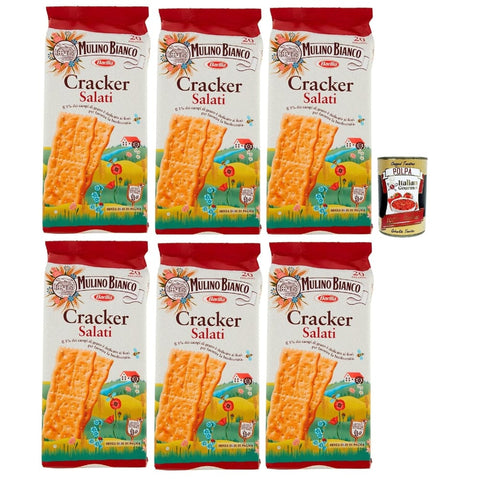 Mulino Bianco Crackers Mulino Bianco Cracker Salati herzhafter Salzcracker mit nachhaltigem Mehl 6x 500g Original italienisch inkl. Italian goumet Polpa 400g 8076809582155