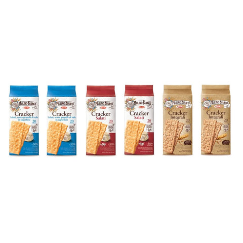 Mulino Bianco Crackers Mulino Bianco Testpaket Crackers Salati mit weniger Salzgehalt Vollkorn 500g 6x Original italienisch 8076809516655