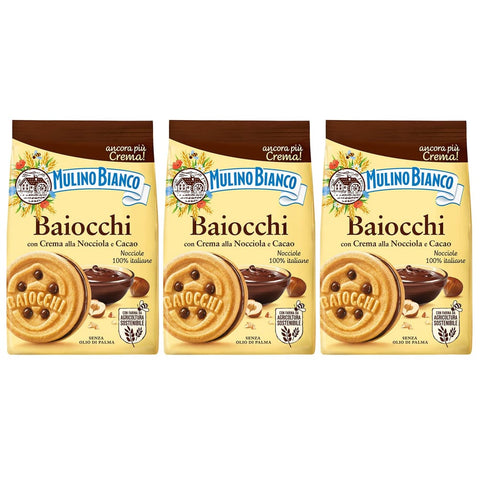 Mulino Bianco Kategorien Mulino Bianco Baiocchi - Mürbeteiggebäck mit Haselnusscreme und Kakao 260g (Kakao, x3) Original italienisch 5905141653182