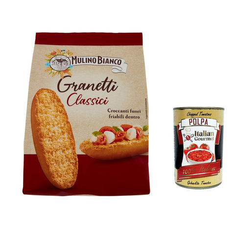 Mulino Bianco Crostini Granetti Classici Salzige 280 g 12x italienisch Original Snack + kostenlos polpa 400 g