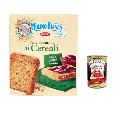 Mulino Bianco Fette biscottate ai cereali Getreide Zwieback Kekse 315 g 12x italienisch Original + kostenlos polpa 400 g