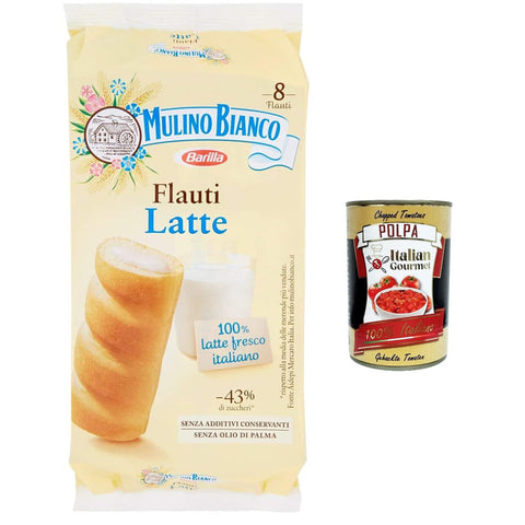 Mulino Bianco Flauti Milch kuchen mit 100 % frischer italienischer Milch 280 g 12x italienisch Original Gebäck + kostenlos polpa 400 g