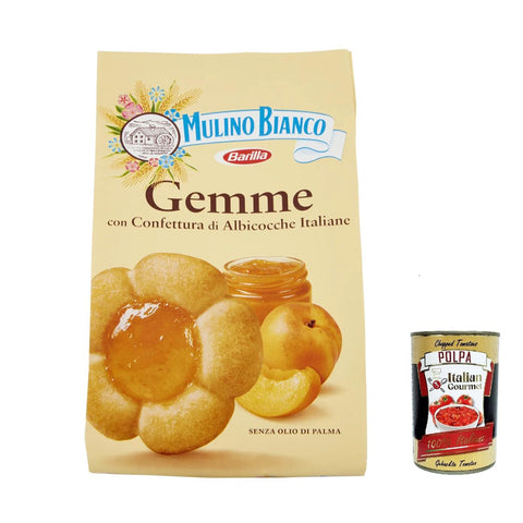 Mulino Bianco Gemme Albicocca Aprikosen Kekse biskuits kuchen mit Aprikosenmarmelade 200 g 12x italienisch Original + kostenlos polpa 400 g