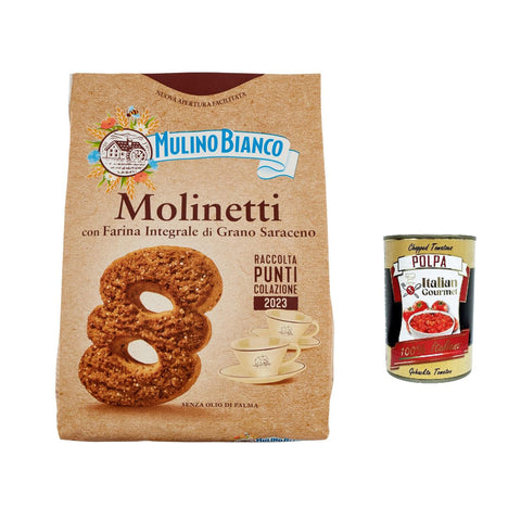 Mulino Bianco Molinetti Biscuits Shortbread Vollmehl und Buchweizen kekse, Frühstück voller Geschmack 800 g + Italian giourmet polpa 400 g italienisch Original