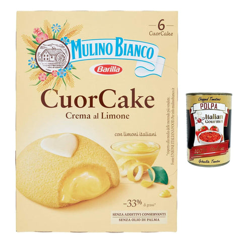 Mulino Bianco CuorCake Snack gefüllt mit Zitronencreme mit italienischen Zitronen, ohne Palmöl, 6 CuorCake italienisch Original