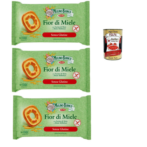 Mulino Bianco Fiori di miele senza glutine Shortbread kekse mit Millefiori Honig glutenfrei gluten free 250 g 3x italienisch Original + kostenlos polpa 400 g