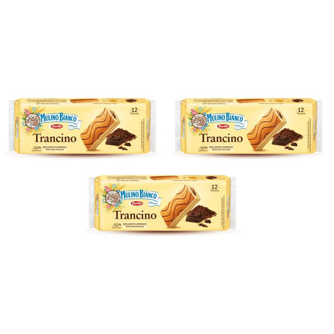 Mulino Bianco Trancino Biskuit Kuchen Snack mit fettarmer Kakaocreme 3x396g Original italienisch Kekse