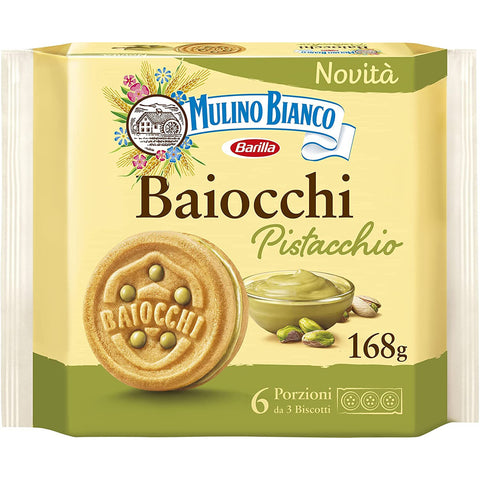 Mulino Bianco Baiocchi Pistazienkekse Pistaziengebäck ideal für Frühstück oder Palmölfrei 6 Portionen à 3 Kekse 6x italienisch Original