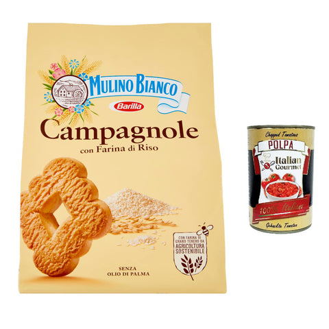 Mulino Bianco Campagnole Shortbread-Kekse mit Reismehl 700 g 6x italienisch Original + kostenlos polpa 400 g