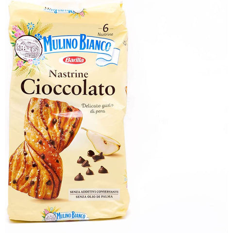 Mulino Bianco Nastrine Cioccolato kekse kuchen mit zartem Birnengeschmack, süßer Snack für zwischendurch 240g 6x Original italienisch