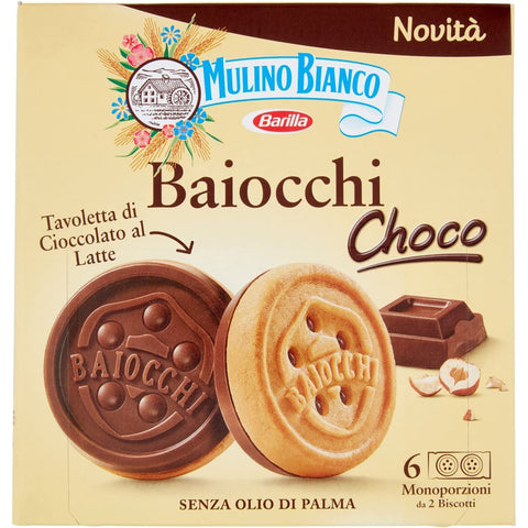 Mulino Bianco Baiocchi choco Schokokekse, kekse Mürbegebäck und Milchschokoriegel mit Haselnüssen, Ausgezeichnet als Snack 144 gr Original italienisch