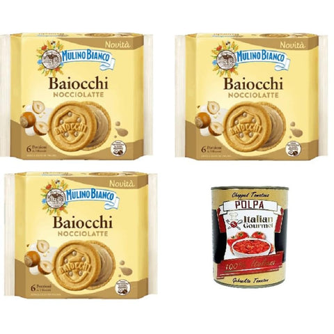 Mulino Bianco Kekse Mulino Bianco Baiocchi Nocciolatte Haselnussmilch Kekse mit Haselnuss Milch Creme Ohne Palmöl aus Italia 3x168g italienisch Original 8076809586375