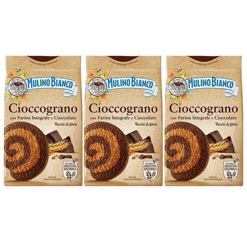 Mulino Bianco Kekse Mulino Bianco Cioccograno Italienisches Mürbegebäck aus Vollkornmehl und dunkler Schokolade 330g x 3 pakete (Cioccograno, x3) Original italienisch 5905141652574