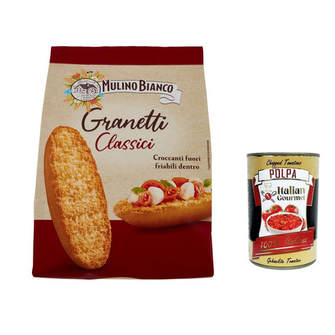 Mulino Bianco Kekse Mulino Bianco Crostini Granetti Classici Salzige Snack, 280g 3x Original italienisch inkl. Italian Gourmet Polpa 400g 8076801545011