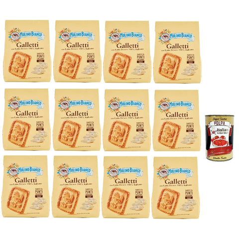 Mulino Bianco Kekse Mulino Bianco Galletti Kekse mit 100% italienischer Frischmilch 800 g Biscuits cookie 12x Original italienisch inkl. Italian Gourmet Polpa 400g 8076809507127