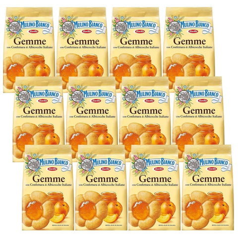 Mulino Bianco Kekse Mulino Bianco Gemme - Mürbeteig mit Aprikosenfüllung 200g (Gemme, x12) Original italienisch 5905141662528