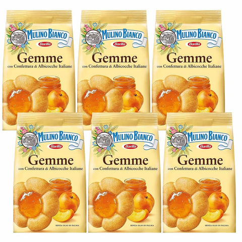 Mulino Bianco Kekse Mulino Bianco Gemme - Mürbeteig mit Aprikosenfüllung (Gemme, x6) 200g Original italienisch 5905141662511
