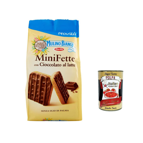 Mulino Bianco Kekse Mulino Bianco Mini Fette al latte Zwieback mit Milchschokolade, für ein geschmackvolles Frühstück 6x 110 g Original italienisch 8076809577793