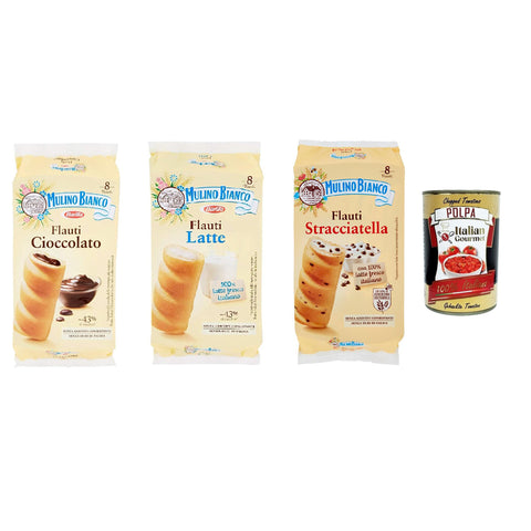 Mulino Bianco Testpaket Flauti, Snacks mit Schokolade 3x280g Original italienisch Kekse