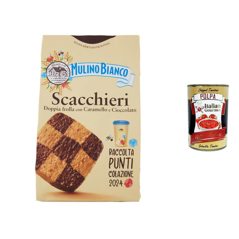 Mulino Bianco Scacchieri Kekse Doppelter Mürbeteig mit Karamell und Schokolade 300 g, biscuits cookies italienisch Original