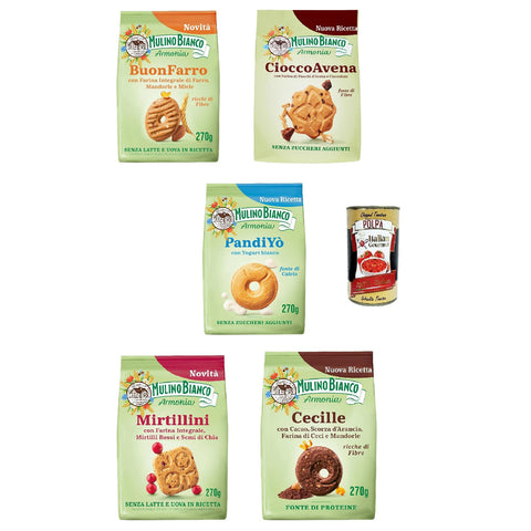 Mulino Bianco testpaket Kekse cookies armonia Cecille Buonfarro Mirtillini PandiYO Cioccoavena 5x 270g italienisch Original