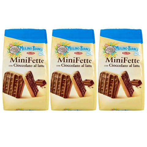 Mulino Bianco Lebkuchen Mulino Bianco Mini Fette - Italienische Mini - Kekse mit Überzug aus Milchschokolade (x3) 110g Original italienisch 5905141678345