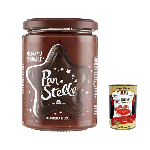 Mulino Bianco Pan di Stelle Crema Spalmabile Haselnuss Streichfähige Creme Sahne mit Kekskörnern ohne Palmöl 380 g 12x italienisch Original Pastasauce + kostenlos