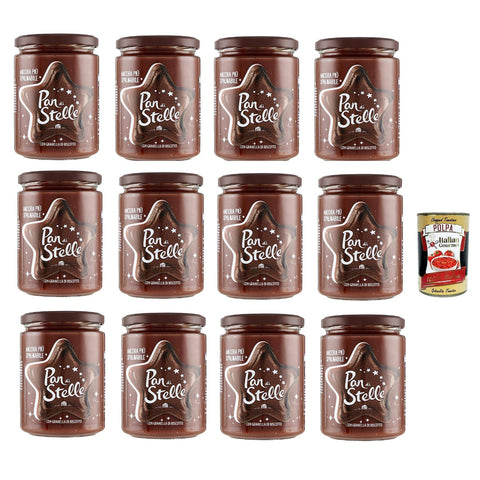 Mulino Bianco Pan di Stelle Crema Spalmabile Haselnuss Streichfähige Creme Sahne mit Kekskörnern ohne Palmöl 580 g 12x italienisch Original Pastasauce + kostenlos